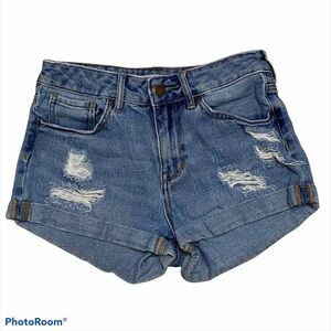 Bullhead Distressed Cuffed Denim Shorts